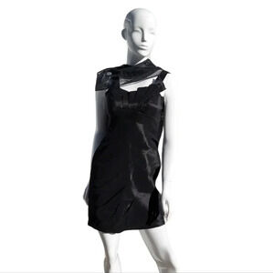 Dave & Johnny Black Dress with Integrated Shawl Formal Occasion Wear Size 3/4